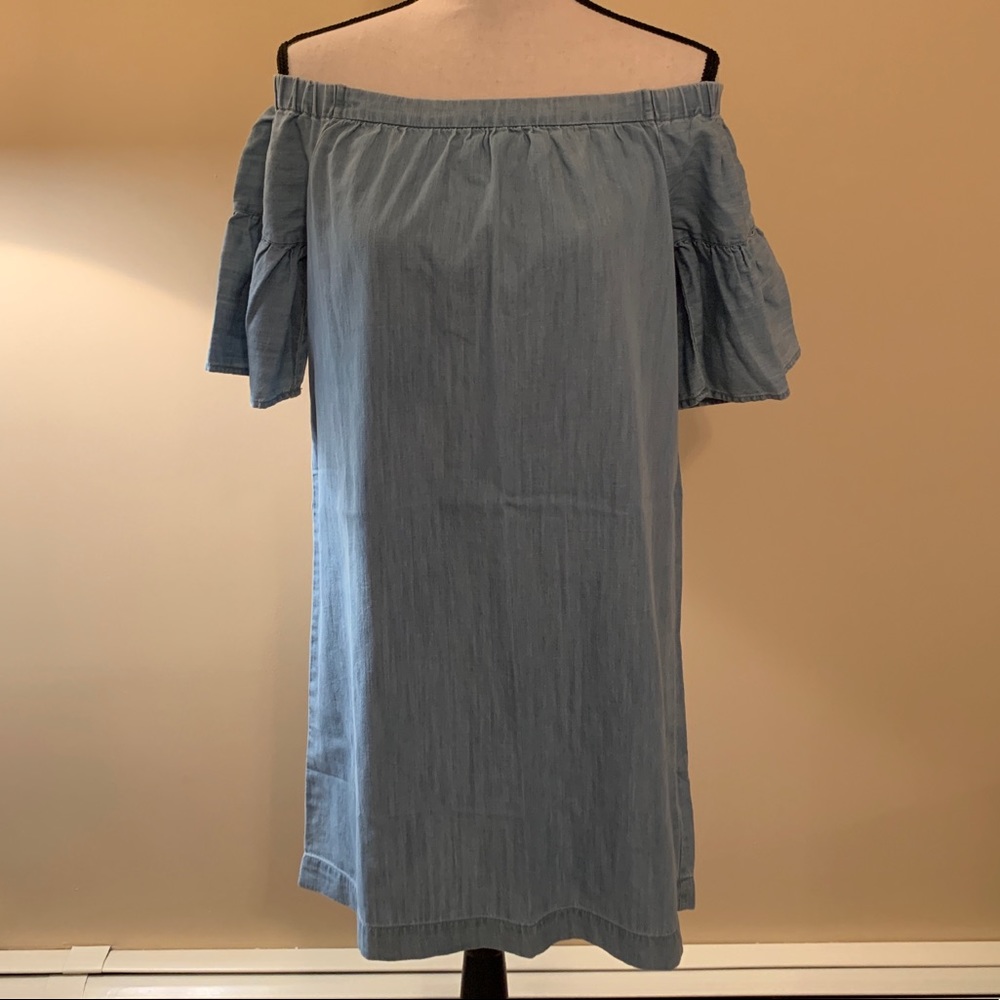 Chambray off the shoulder dress